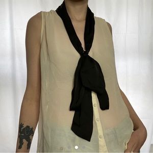 Kim kardashian collection cream and black blouse